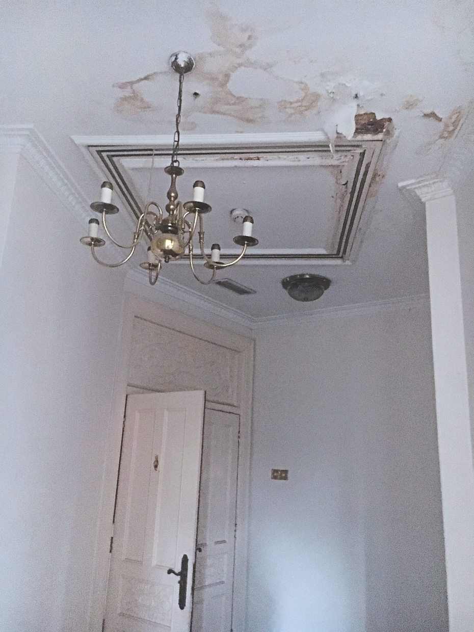 Water stains are visible on the ceiling at the second floor of Carcosa.