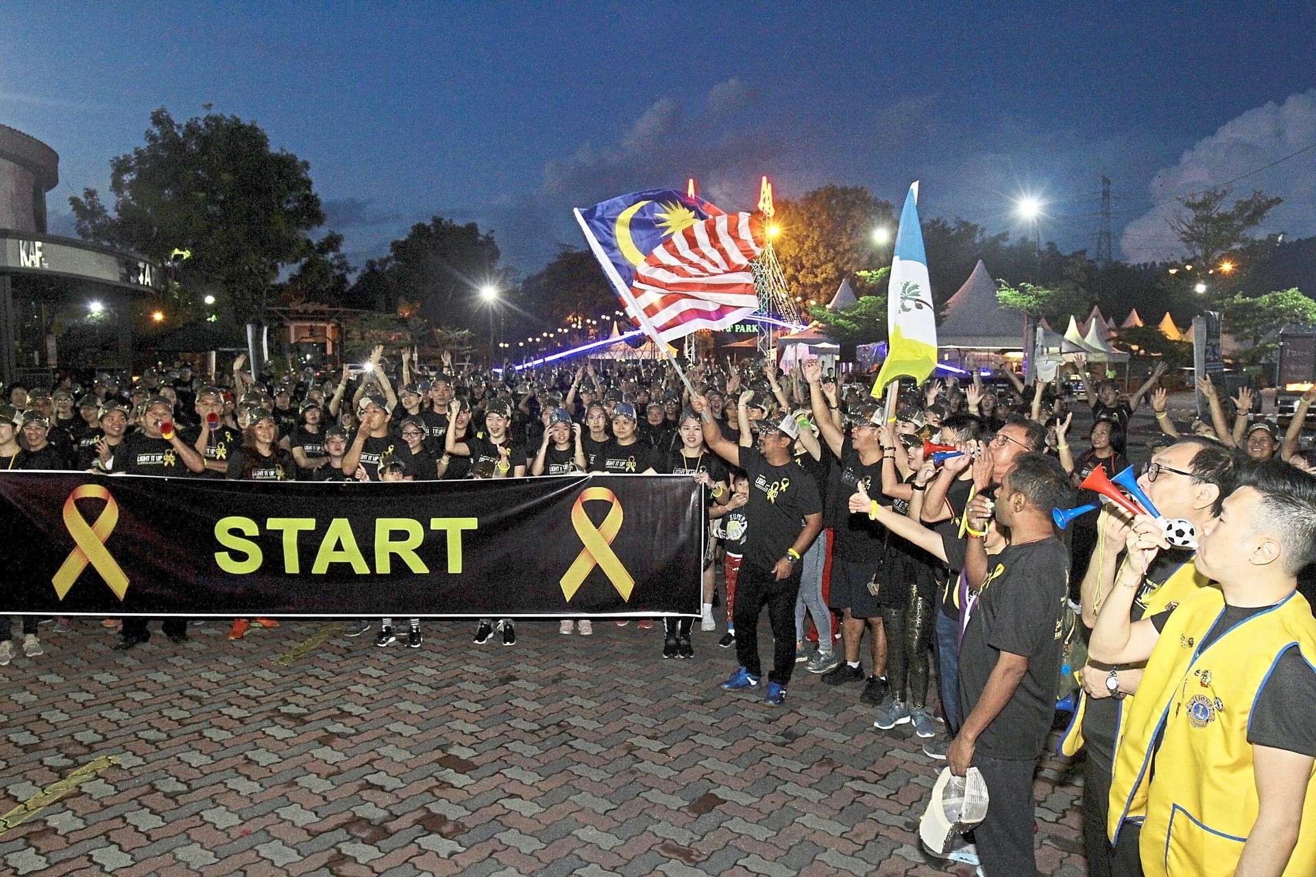 Walkers all fired up at the starting point of the event.