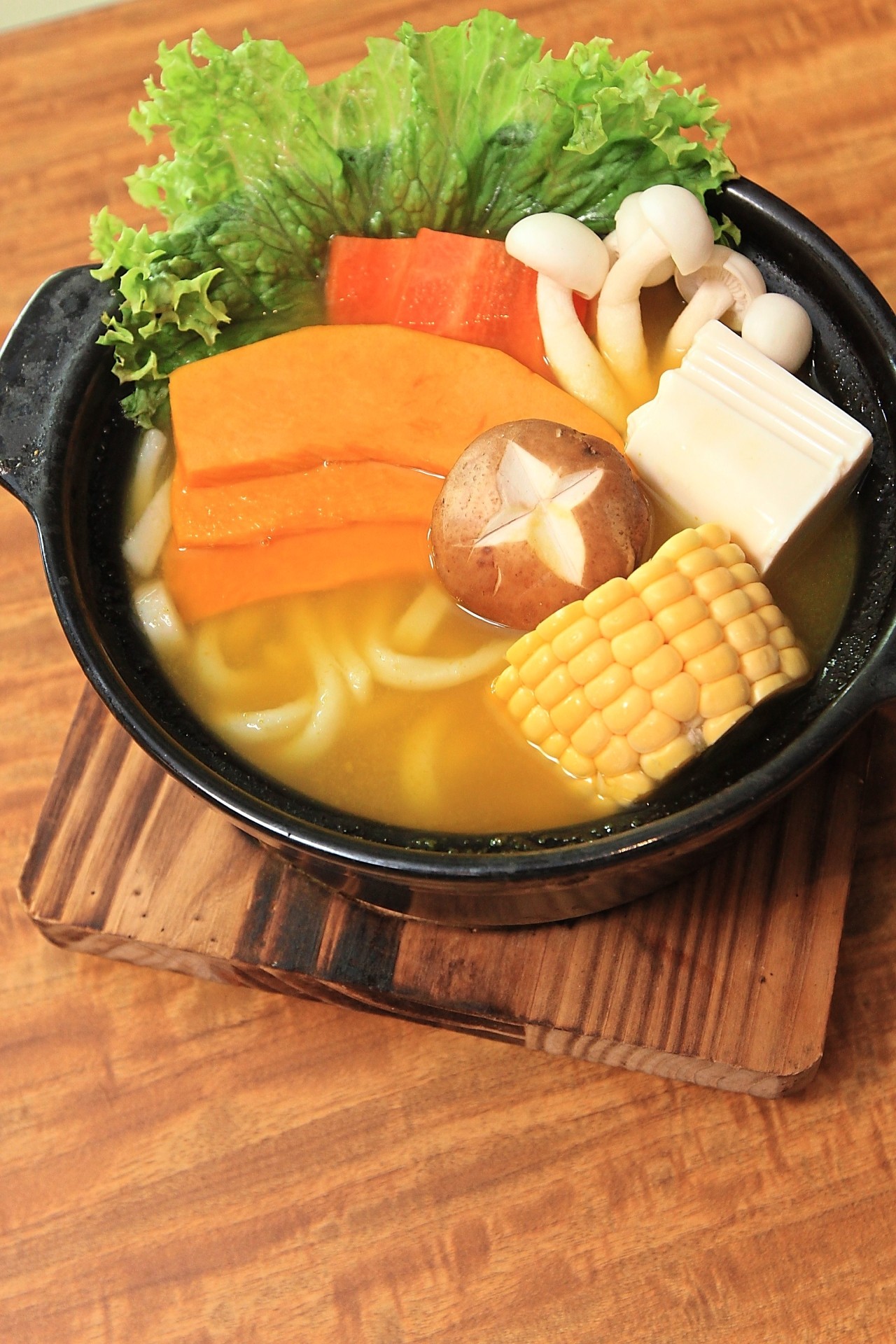 Healthy Pumpkin Udon from the set lunch and dinner menu. The udon can be replaced with ramen, soba or rice.