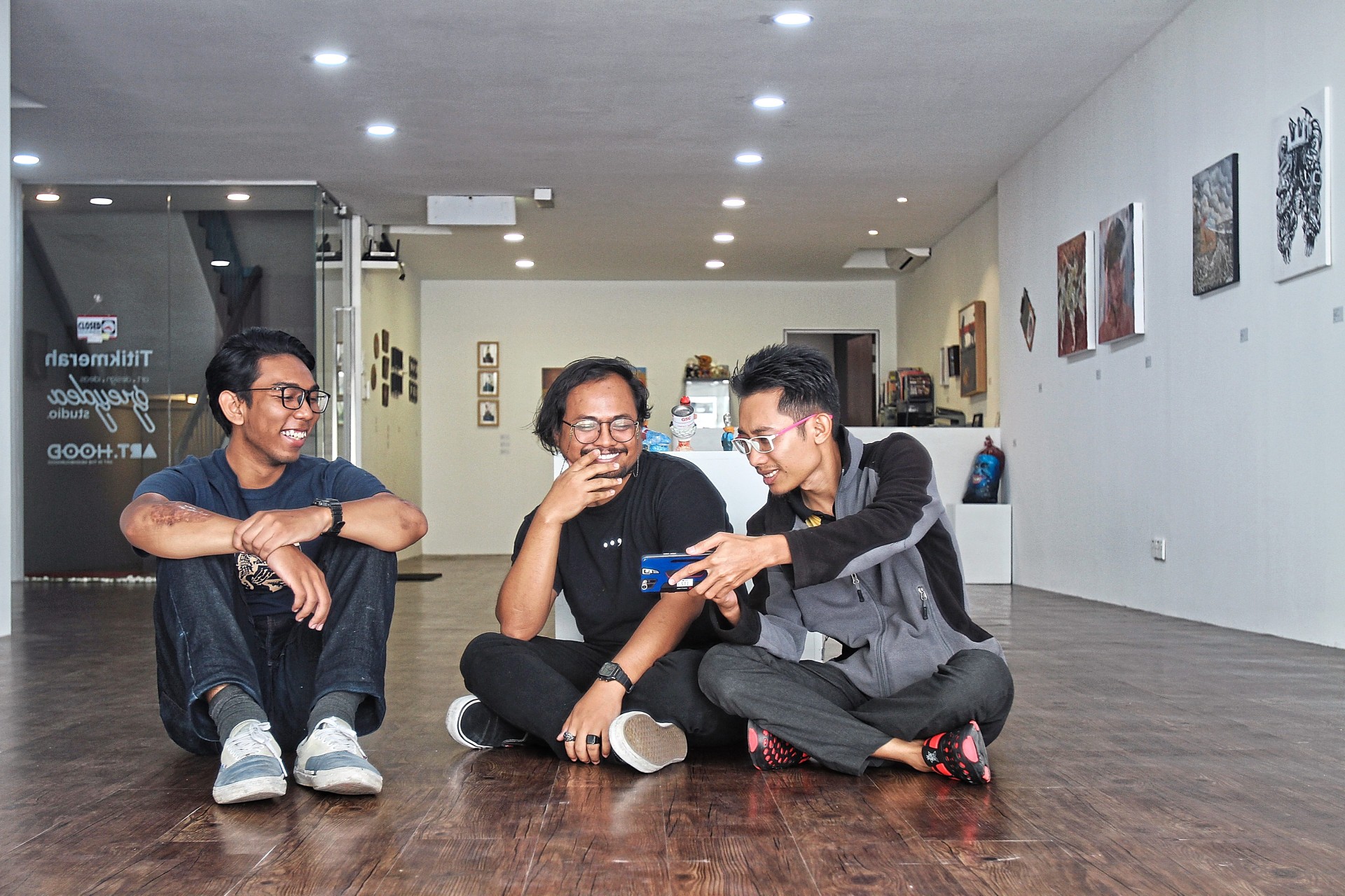 (from left) Ammar Idris, Arifin Amin and Baba Wong are some of the featured young and emerging artists in Kisah. Photo: The Star/ Sam Tham