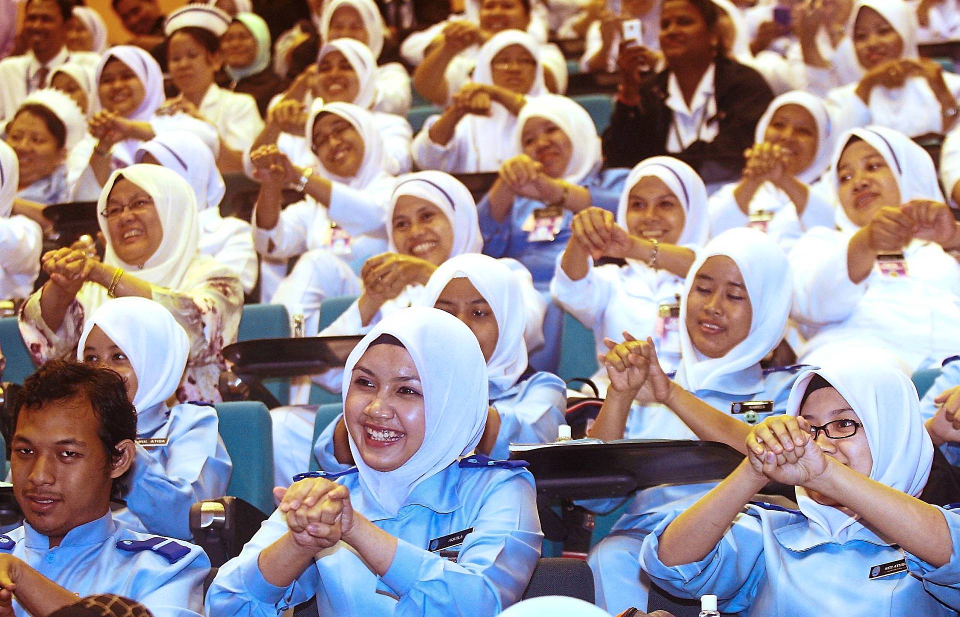 Nurses practice how to wash their hands properly during a campaign in this filepic. Proper, adequate handwashing is crucial in preventing the spread of antibiotic-resistant bacteria.