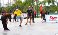 Fans have a go at blind football