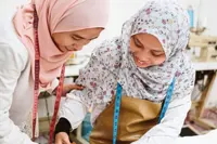 Malaysian tie and dye fabric maker uses dye water to fertilise her plants