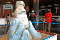 Sand sculpture conveys a message