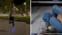 Chinese man designs hi-tech prosthetic leg with shock absorber and LED lights to inspire other disabled people to live a full life