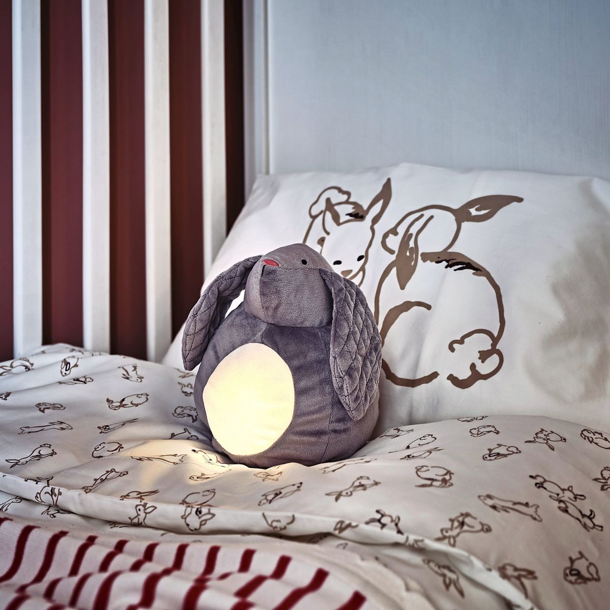 A soft toy with LED night light can be a good sleep companion.