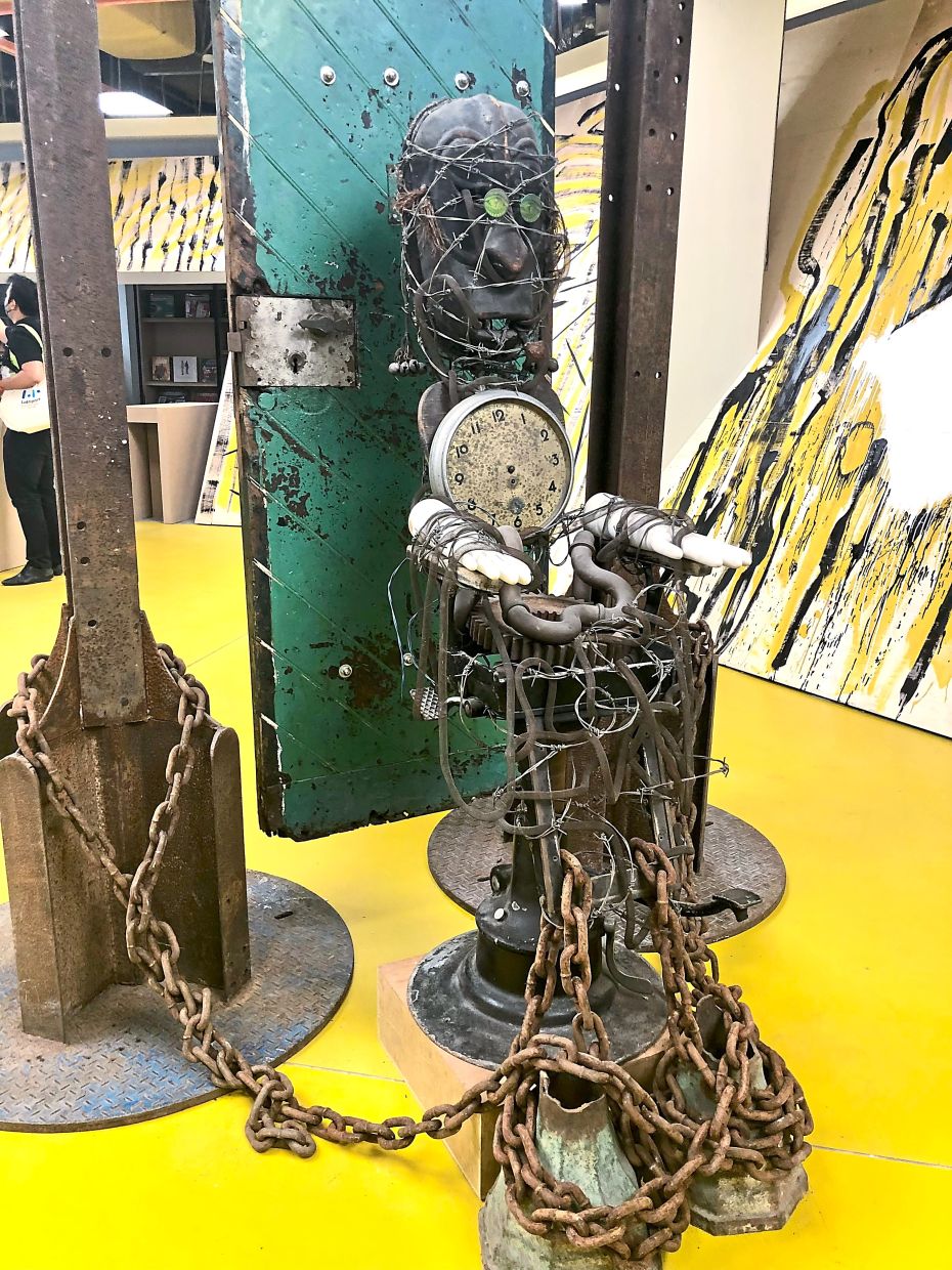 Unique sculptures and artwork at BookXcess. Photo: The Star/Ming Teoh