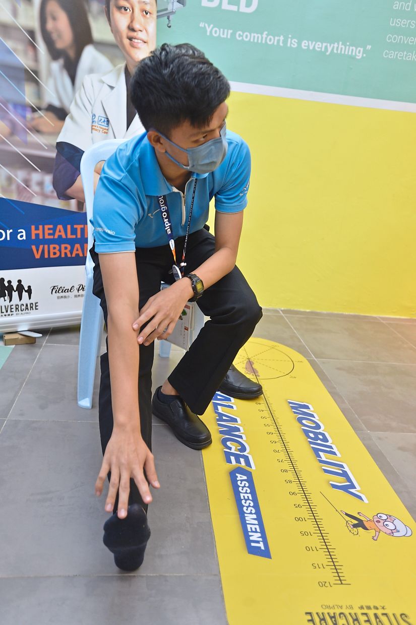 Here’s a simple stretch that everyone should do daily: sit on a chair, use two fingers, reach for your toes, wait 10 seconds, then switch sides.