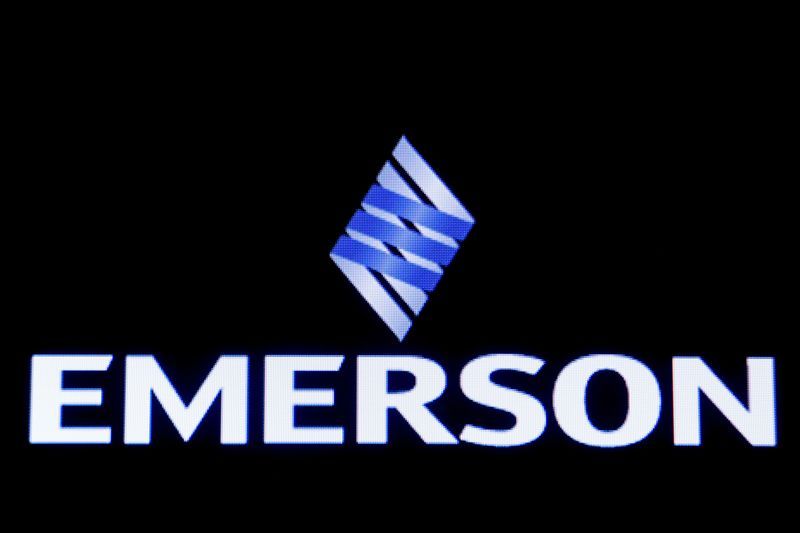 FILE PHOTO  Emerson Electric Co is displayed on a screen on the floor at the New York Stock Exchange NYSE in New York U.S. January 13 2020. REUTERSBrendan McDermid
