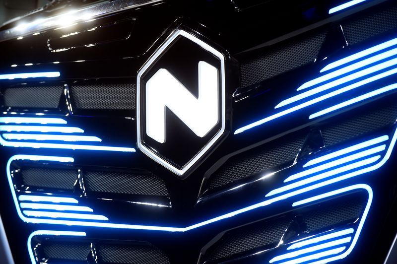 FILE PHOTO U U.S. Nikolas logo is pictured at an event held to present CNHs new full-electric and Hydrogen fuel-cell battery trucks in partnership with U.S. Nikola event in Turin Italy December 3 2019. REUTERSMassimo Pinca