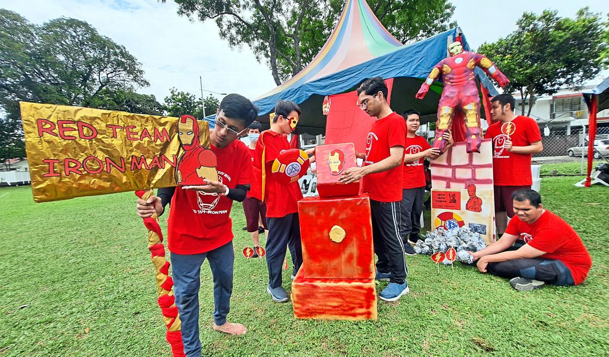 The Red team won the best decorated tent contest with their Iron Man decorations made from recyclables.