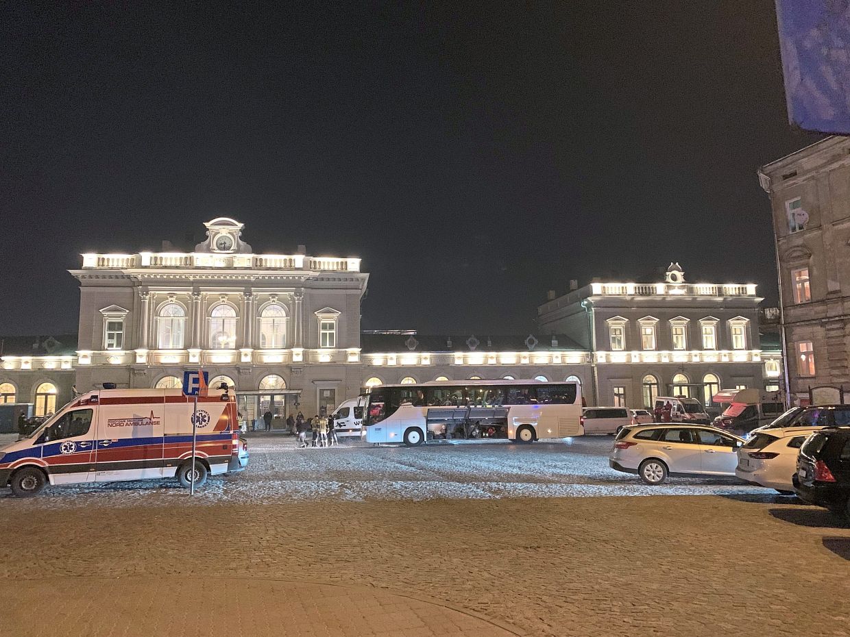 Ukrainians who fled the war waiting for trains at Przemsyl station to take them to their onward destinations in March.