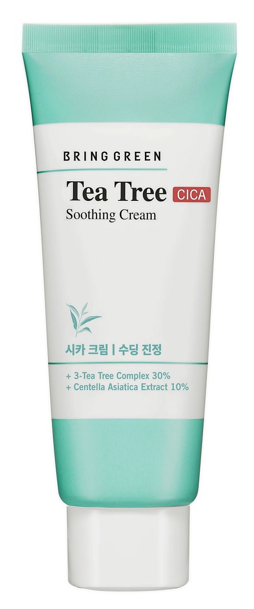 Bring Green Tea Tree Cica Soothing Cream is formulated to brighten skin.