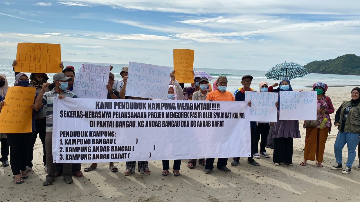 Residents from five villages gathered at Pantai Bangau recently to voice their objection over the project.