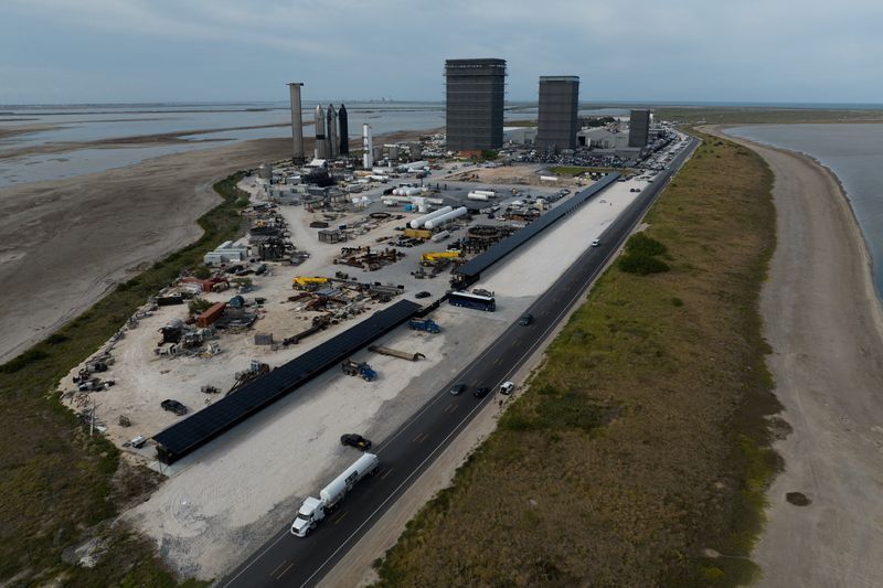 Aerial view of the SpaceX Starbase ahead of a news conference with SpaceX Chief Engineer Elon Musk and T Mobile CEO Mike Sievert in Brownsville Texas U.S. August 25 2022. REUTERSAdrees Latif