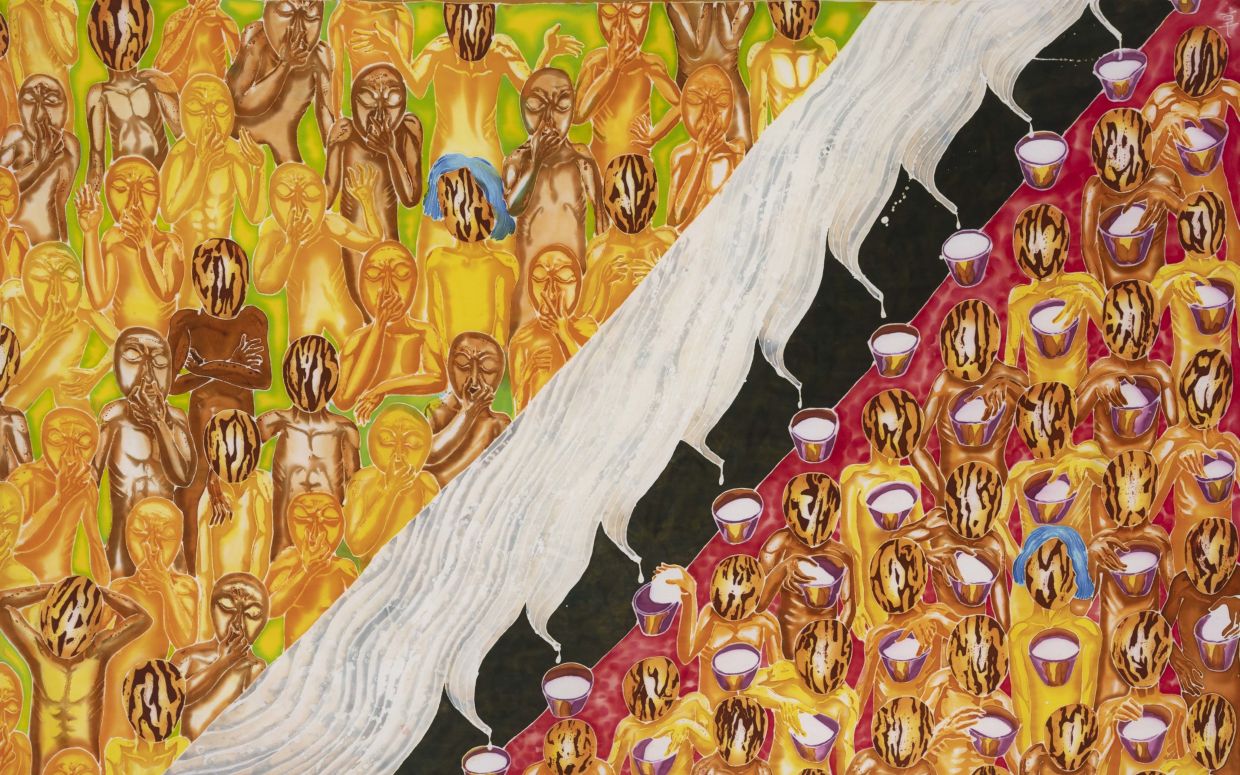 'Olfactory Memory' (batik sarong - remazol dye on viscose cloth, 2022). Photo: Dinndiran