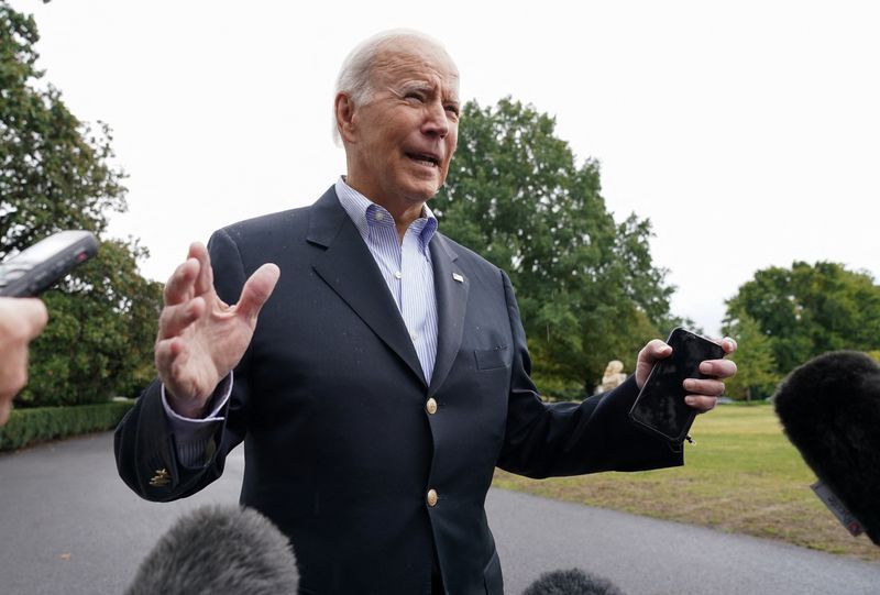 FILE PHOTO U.S. President Joe Biden speaks to reporters as he departs for Puerto Rico from the White House in Washington U.S. October 3 2022. REUTERSKevin Lamarque