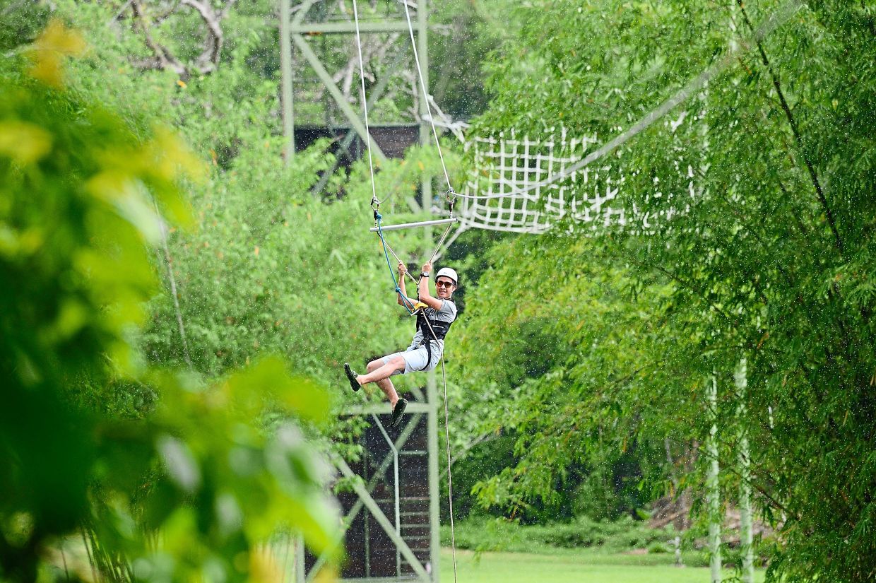 Ziplining in Kiulu, Sabah.