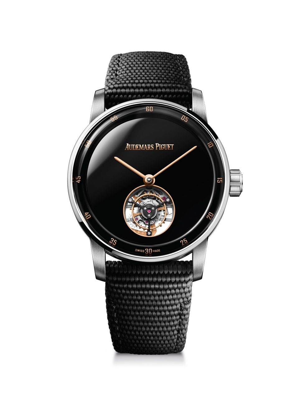 The latest Code 11.59 by Audemars Piguet Selfwinding Flying Tourbillon enriched with a black onyx dial.