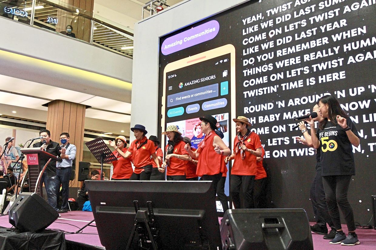 Senior citizens performing during the launch of the Amazing Seniors app at Atria Shopping Gallery, Petaling Jaya. — Photos: LOW LAY PHON/The Star