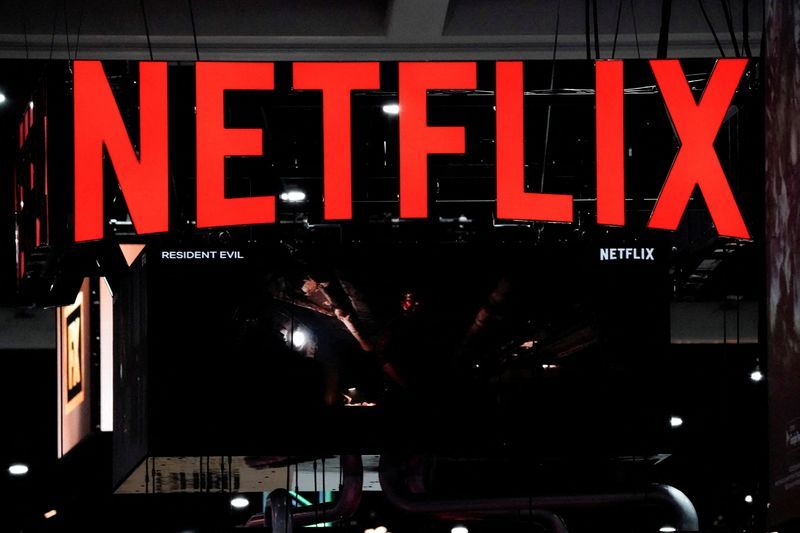 FILE PHOTO Signage at the Netflix booth is seen on the convention floor at Comic-Con International in San Diego California U.S. July 21 2022. REUTERSBing GuanFile Photo