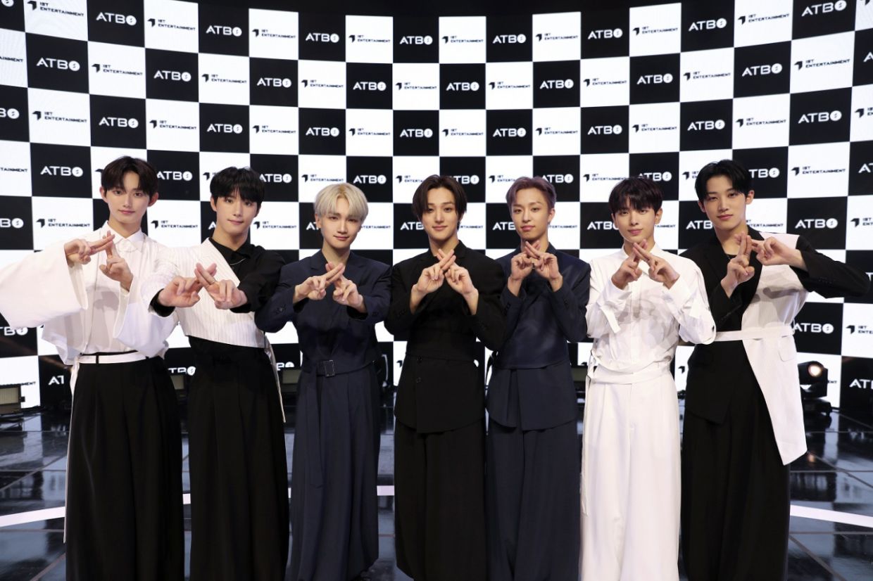 Rookie boy group ATBO poses for photos during a press showcase event for its second EP 'The Beginning: Start' at at Yes24 Live Hall in eastern Seoul, Wednesday. – Photo: IST Entertainment