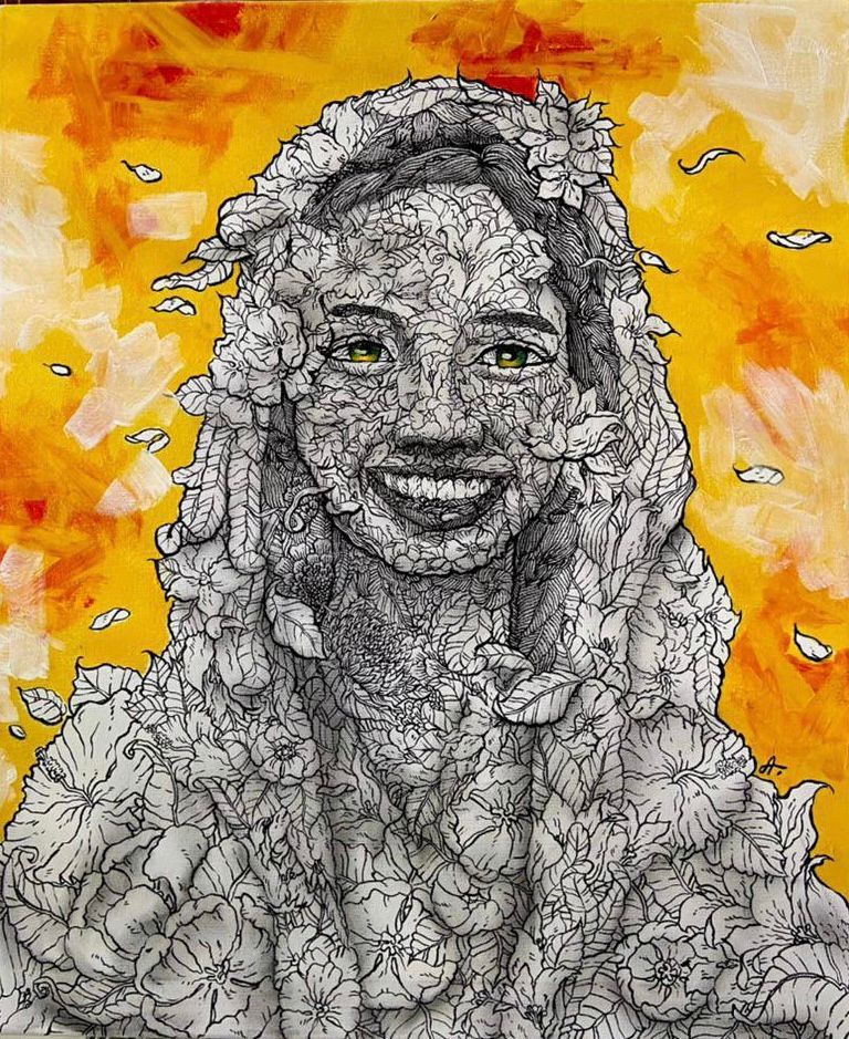 A new portrait work from comic book artist Arif Rafhan, which is featured in the 'La Naturalis' exhibition at The Ledge Art Gallery in Petaling Jaya. Photo: Handout