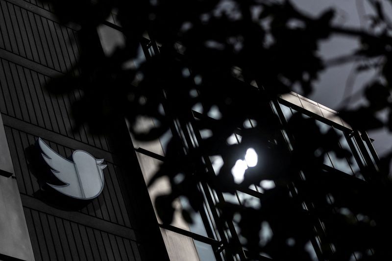 FILE PHOTO A view of the Twitter logo at its corporate headquarters in San Francisco California U.S. October 28 2022. REUTERSCarlos Barria