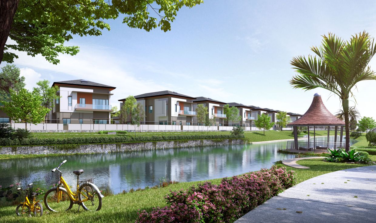 Two-storey bungalow units offer a lakeside view and direct access to the 85-acre central park and lake.