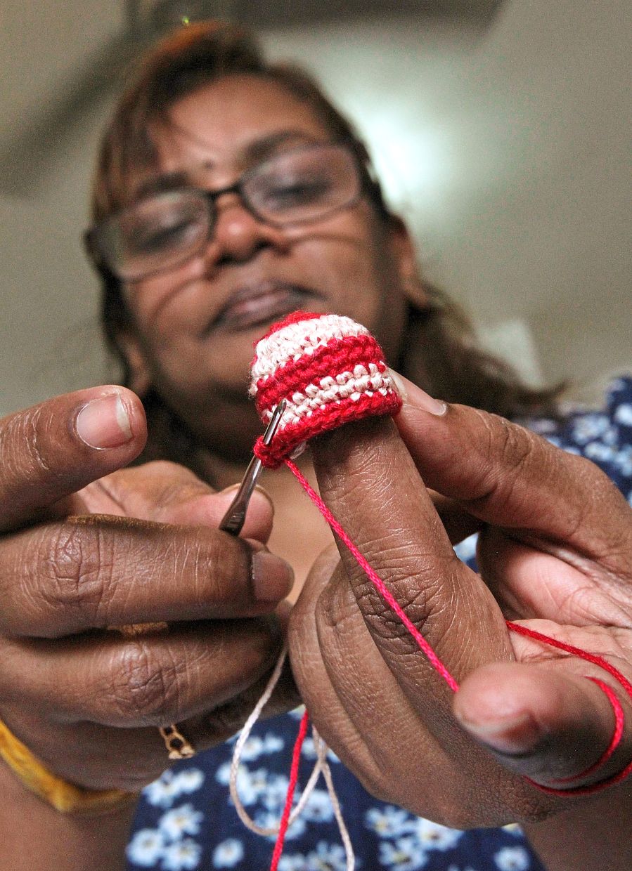 Lalita’s crochet jhumka earrings are in popular demand.