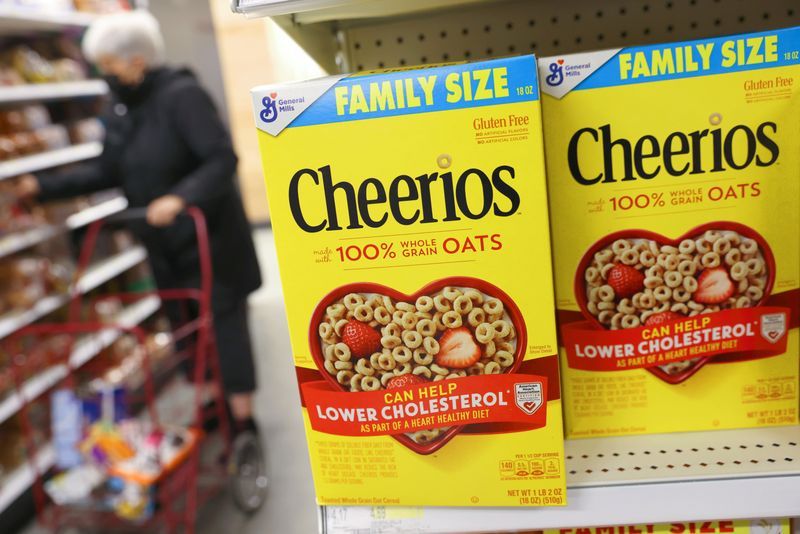 FILE PHOTO Packages of Cheerios a brand owned by General Mills are seen in a store in Manhattan New York U.S. November 12 2021. REUTERSAndrew Kelly