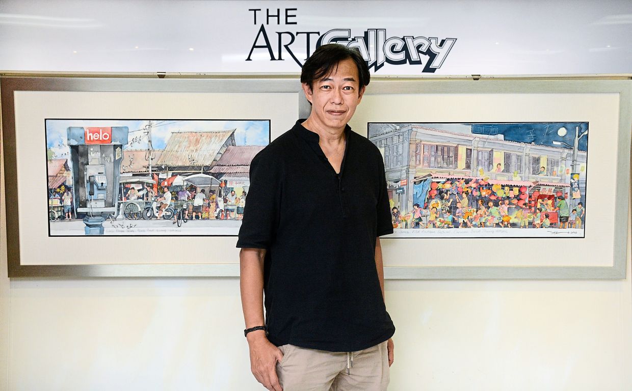 ‘Some scenes I’ve painted are already gone, like the houses on Perak Road which were recently demolished for development,’ says Leong. Photo: The Star/Jeremy Tan