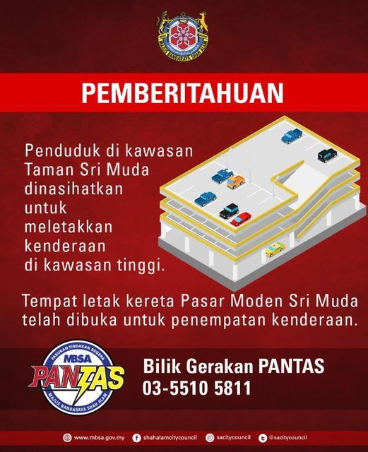 Floods Taman Sri Muda residents urged to move vehicles to higher