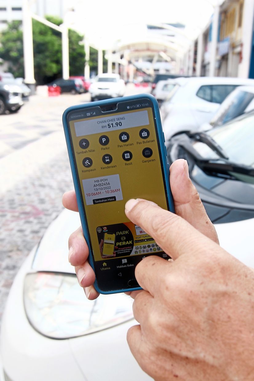 Updates to the Park@Perak app have made it more user-friendly but there is still room for improvement. — Filepic