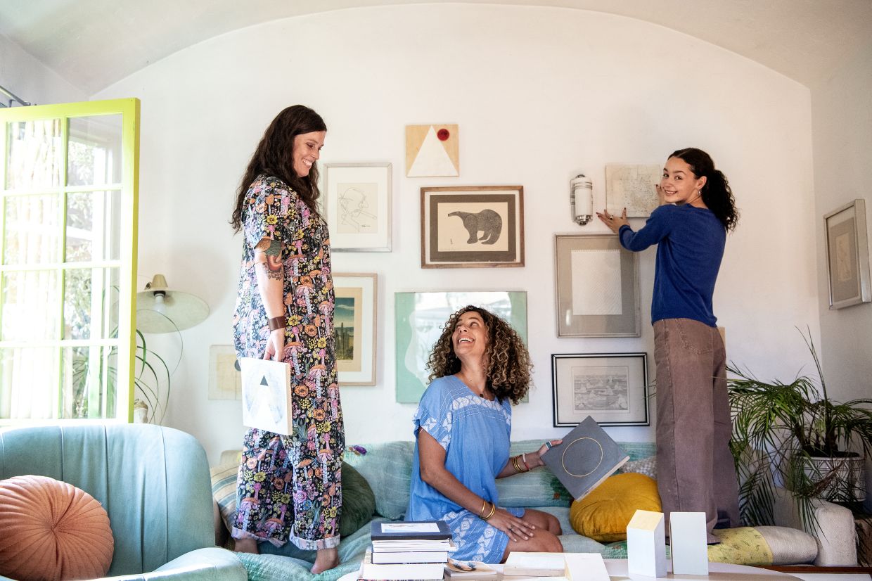 (From left) Montana, Blakeney and her daughter Noa at their home in Culver City, California. 