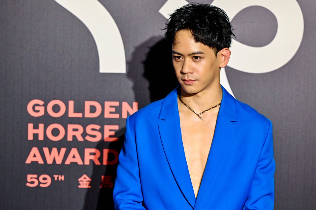 Mason Lee poses during the 59th Golden Horse Film Awards in Taipei on Nov 19, 2022. Photo: AFP