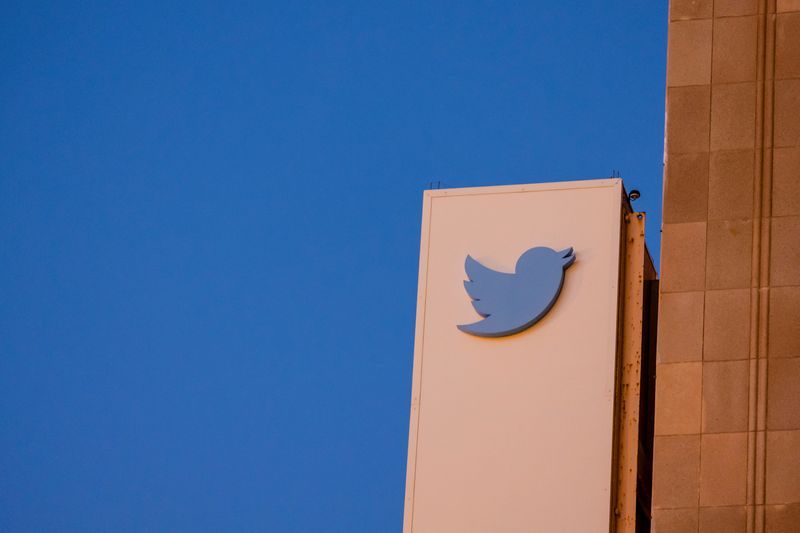 FILE PHOTO A view of the Twitter logo at its corporate headquarters in San Francisco California U.S. October 27 2022. REUTERSCarlos Barria