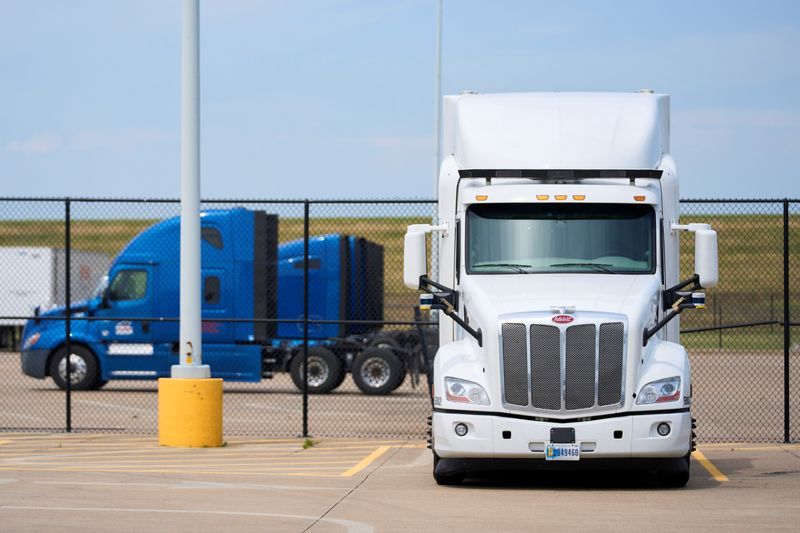 An AV truck is parked at a TuSimple facility at AllianceTexas a 27000 acre business complex boasting some of the countryrsquos largest freight operations in Fort Worth Texas U.S. May 18 2022. Picture taken May 18 2022.  REUTERSCooper NeillFile Photo