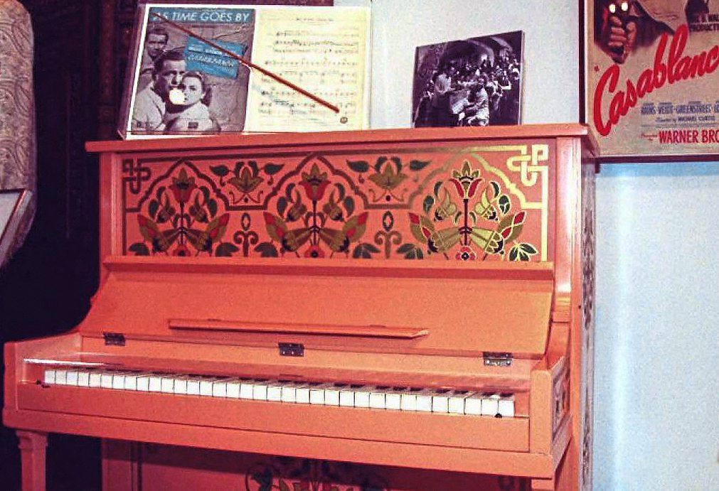 A file photo of a piano that was used in the movie Casablanca to play the famous song, As Time Goes By. A replica of this piano can be found in Rick’s Cafe.