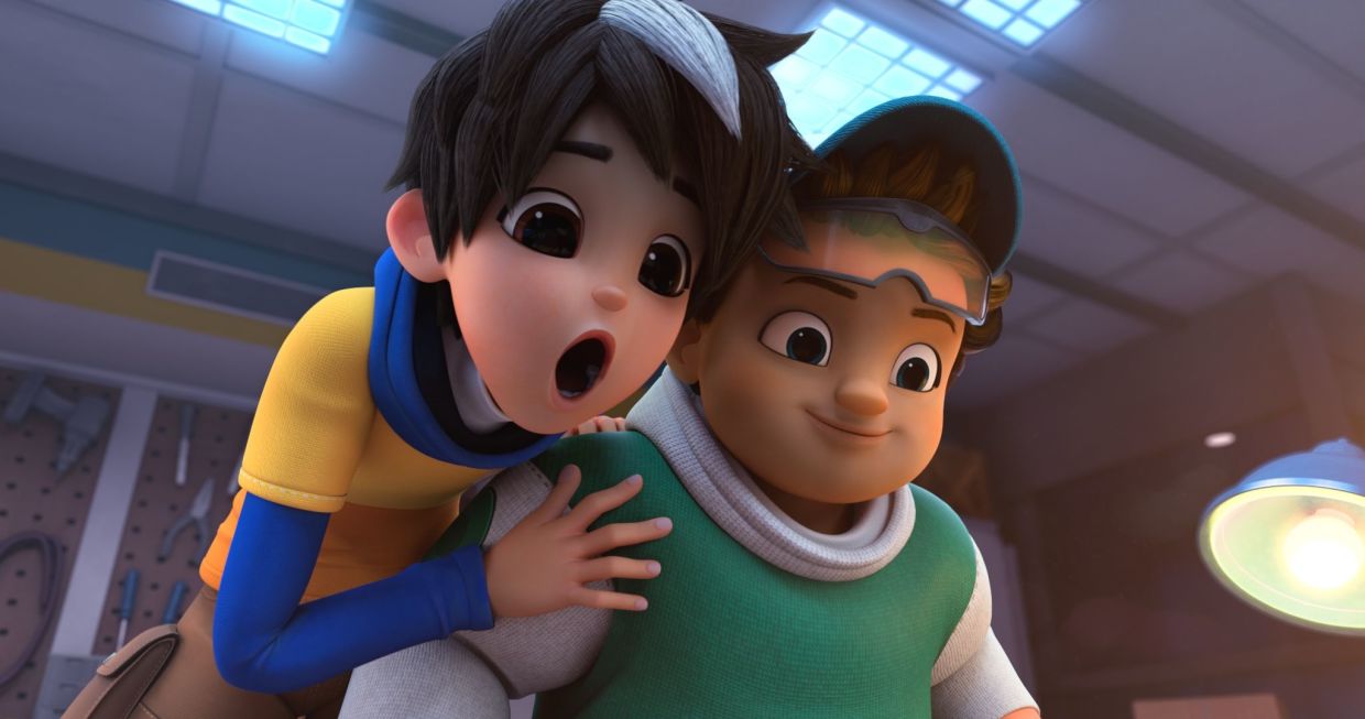 Amato with his school friend, Pian, who is a genius in building stuff.