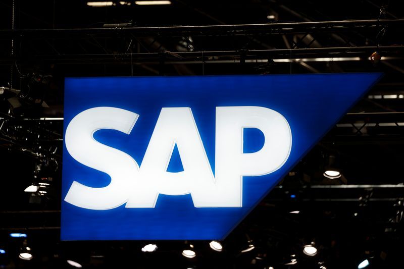 FILE PHOTO A logo on the SAP exhibition space at the Viva Technology conference dedicated to innovation and startups at Porte de Versailles exhibition center in Paris France June 15 2022. REUTERSBenoit Tessier
