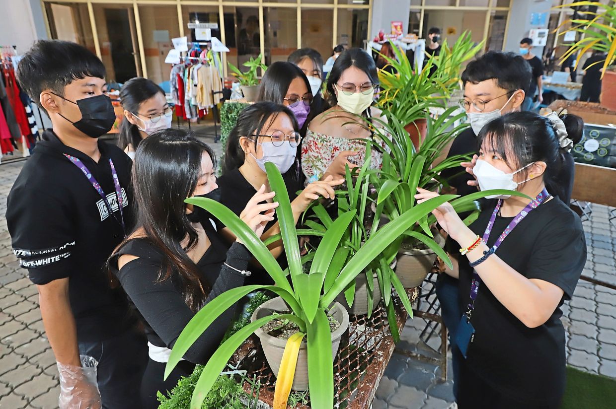 Students checking out plants at the ‘Go Green With Plants’ fundraising event at TAR UMT Penang branch.