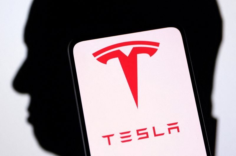 FILE PHOTO Tesla logo and Elon Musk silhouette are seen in this illustration taken December 19 2022. REUTERSDado RuvicIllustrationFile Photo