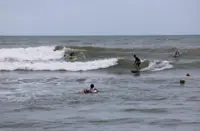 Huge waves attract surfers to Teluk Kalong in Terengganu