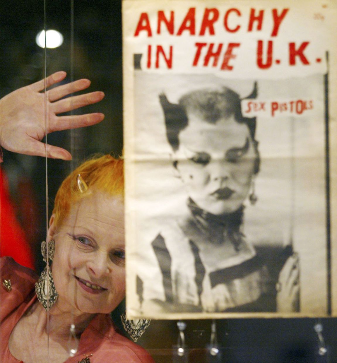 A 2004 file photo shows Vivienne Westwood during a photocall at a retrospective exhibition to celebrate her 30 years in the fashion industry. Photo: AP