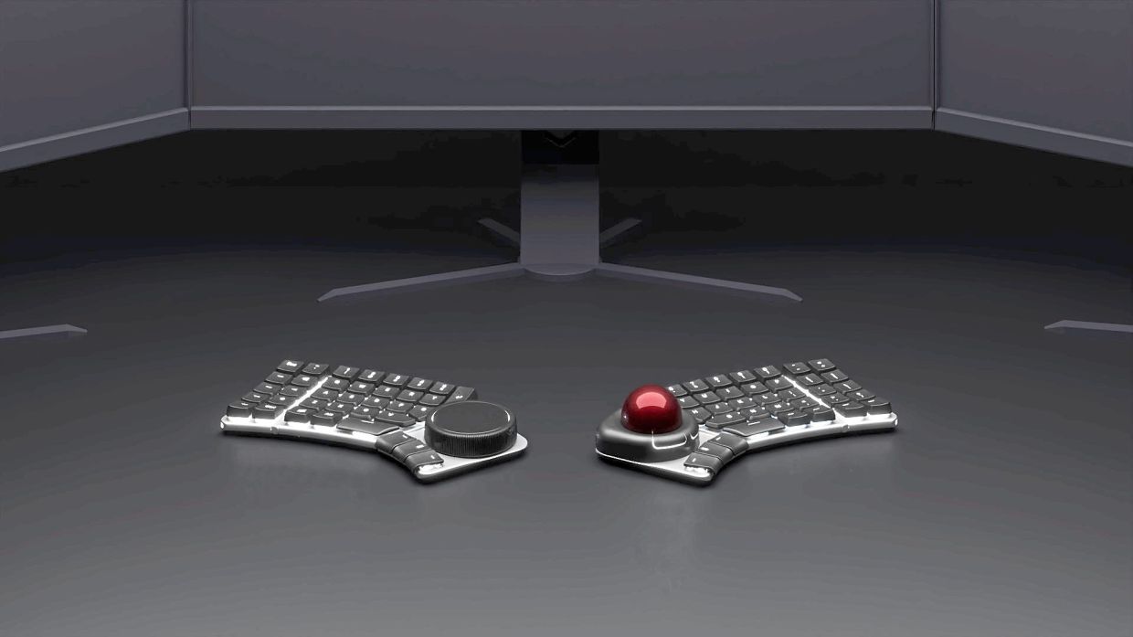 At CES, Naya Create showcased a keyboard with a two-part design with hotswappable parts. — Naya Create