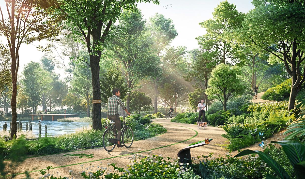 Sustainable focus: The Forest Ring Park is designed with permeable materials for its pathways, which also serve as an effective and natural flood mitigation system.