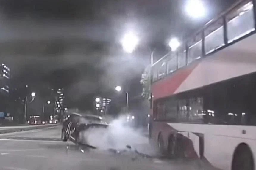 Singapore One dead, seven injured in accident between car and bus in