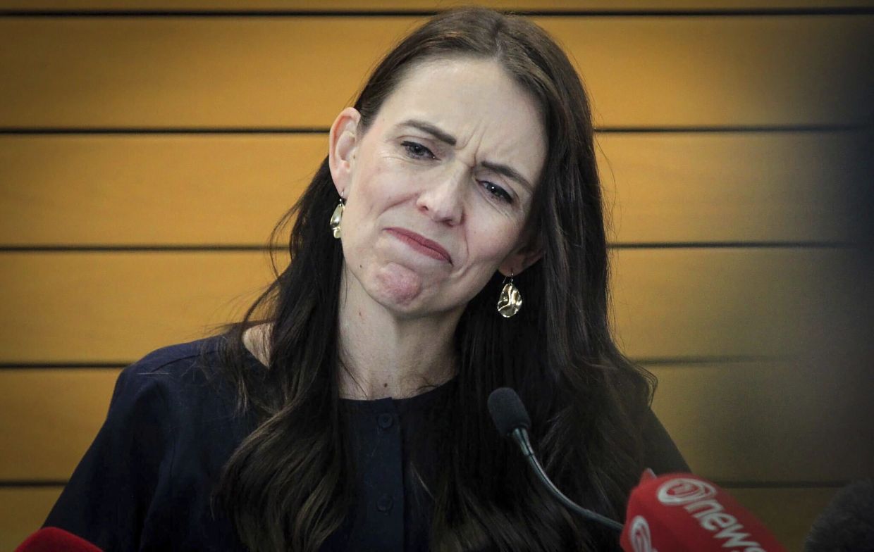 Ardern announcing her resignation at a press conference in Wellington on Jan 19. – AP