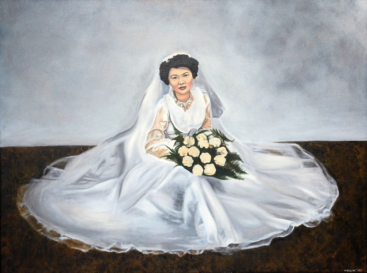 Choong’s 'Vintage Bride #1' is based on her grandmother’s old bridal portrait. Photo: The Star/Jeremy Tan